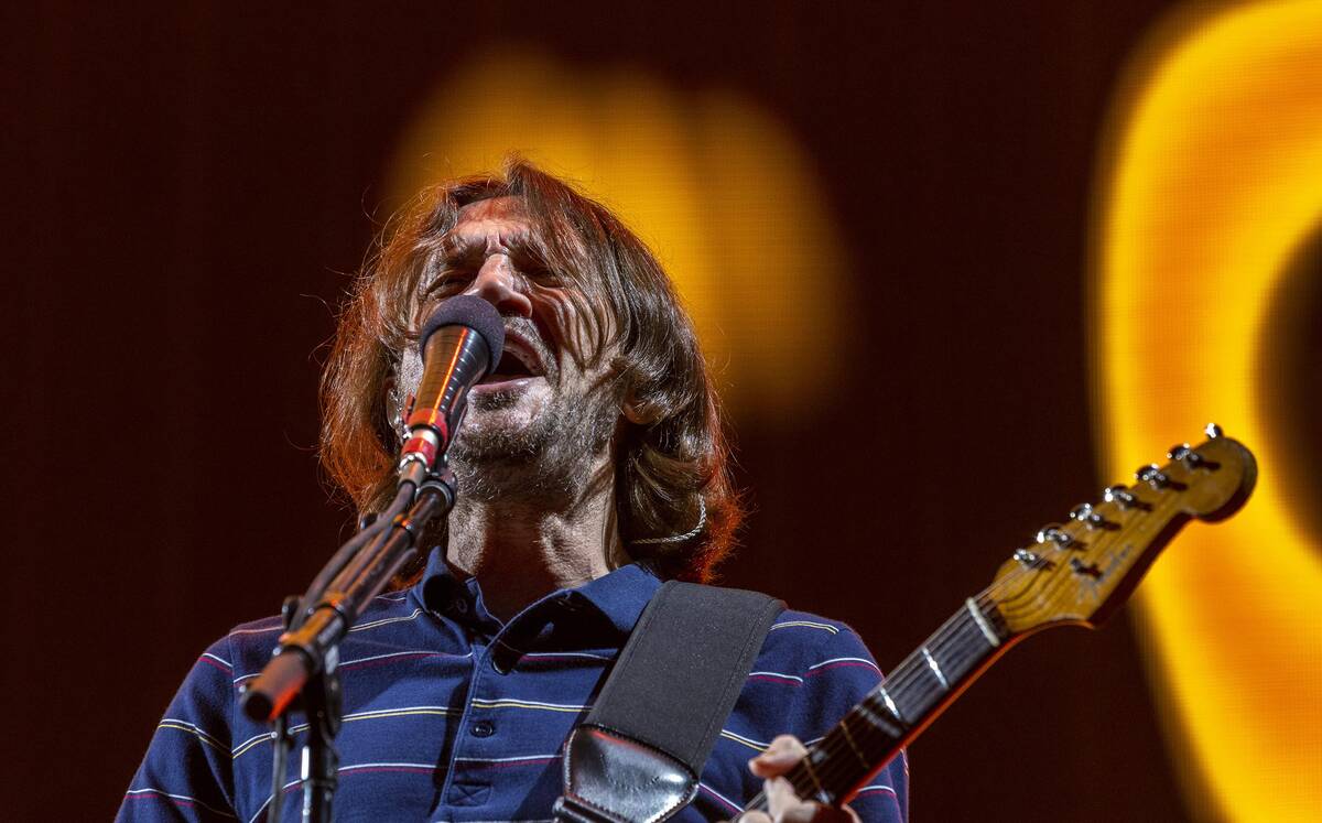 Lead guitar John Frusciante performs with The Red Hot Chili Peppers at Allegiant Stadium on Sat ...