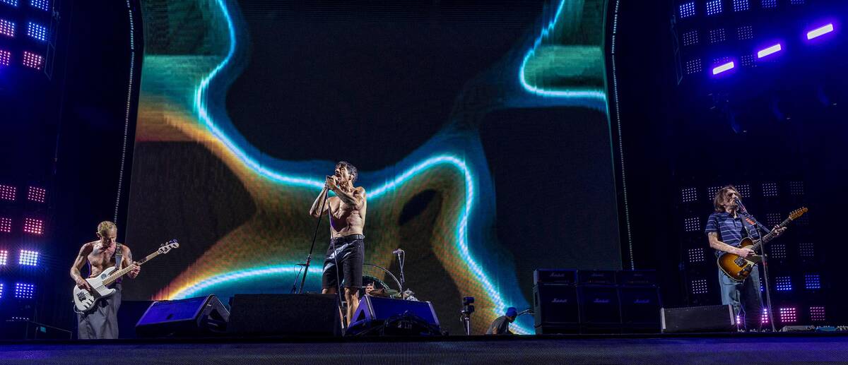 (From left) Bassist Flea, lead singer Anthony Kiedis, drummer Chad Smith and lead guitar John F ...