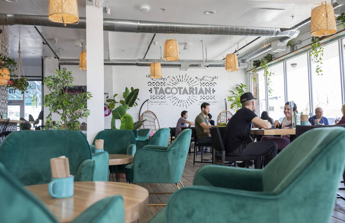 Customers eat at Tacotarian in the Arts District in Las Vegas on Thursday, March 5, 2020. (Las ...