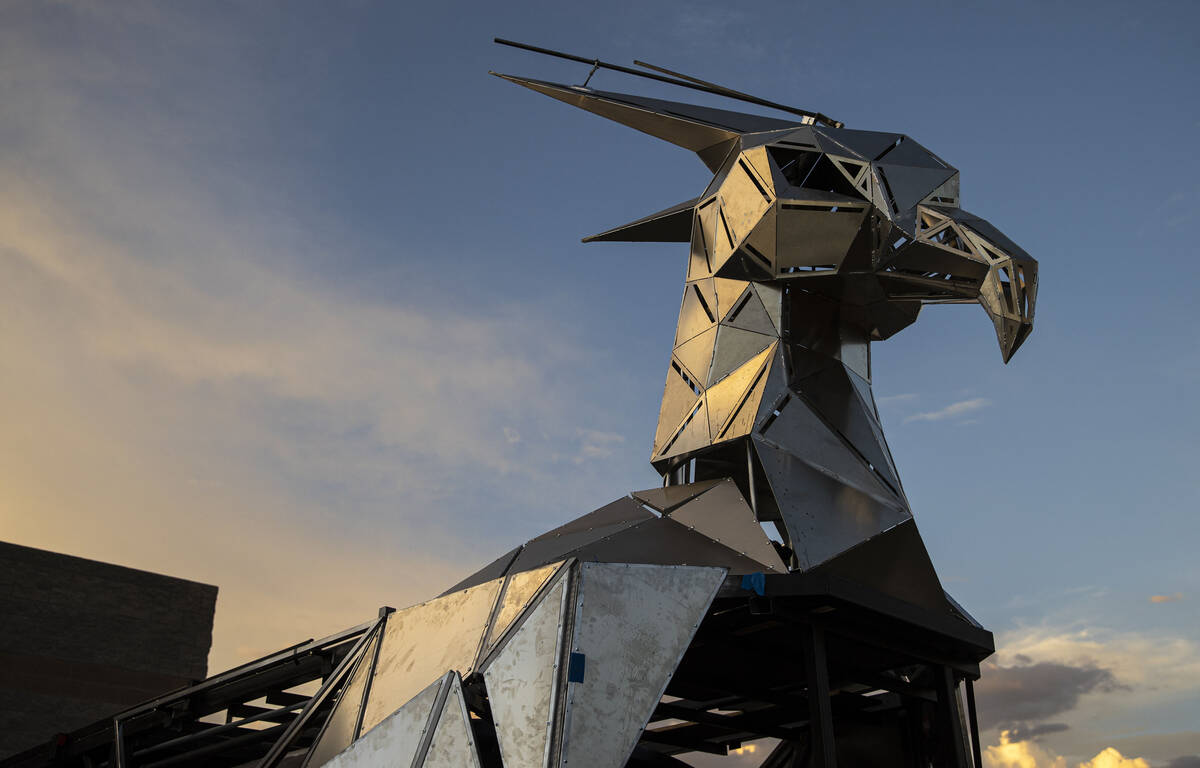 A view of The Metaphoenix art car as preparation continues for Burning Man at a warehouse on We ...