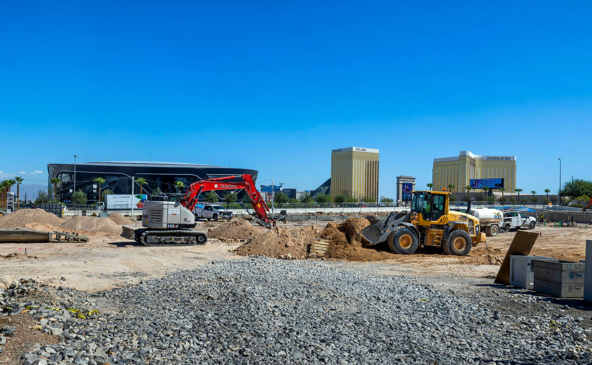 Construction begins on the site where an In-N-Out Burger is being built across from Allegiant S ...