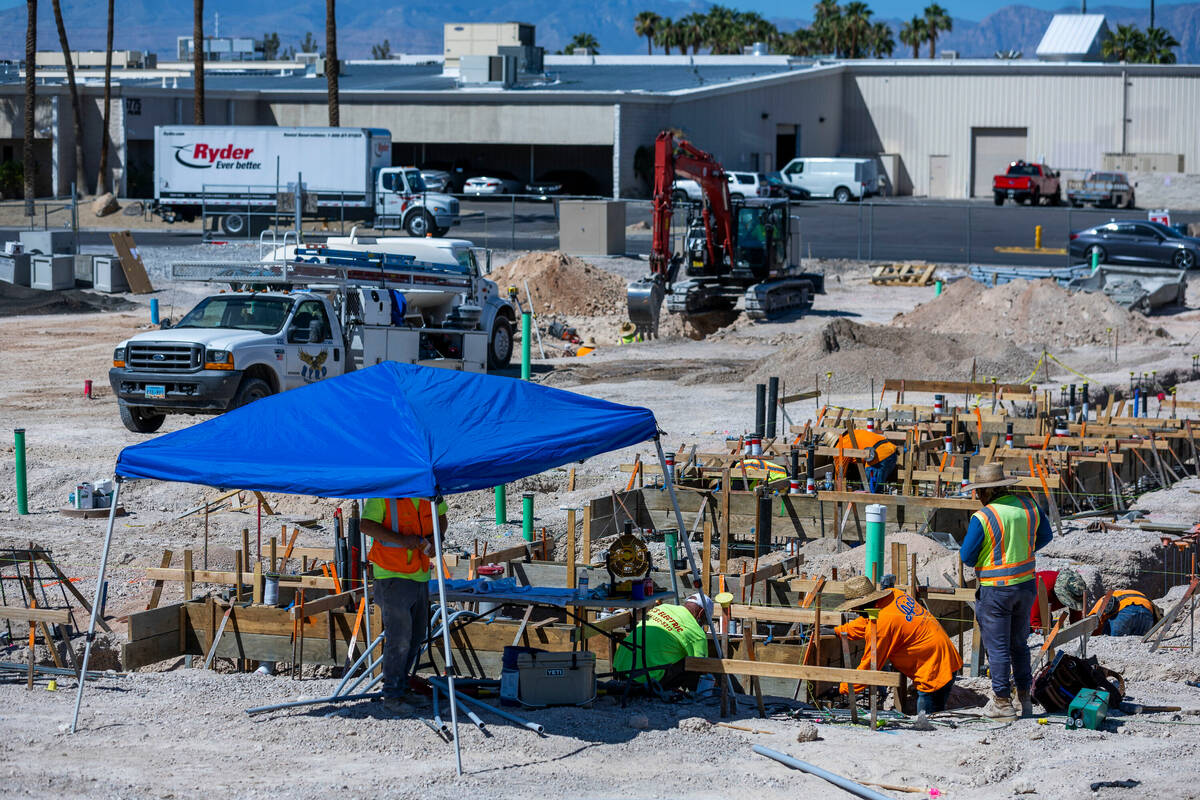 Construction begins on the site where an In-N-Out Burger is being built across from Allegiant S ...