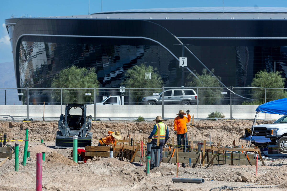 Construction begins on the site where an In-N-Out Burger is being built across from Allegiant S ...