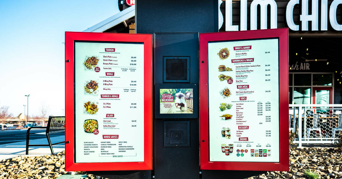 An overview of a Slim Chickens' drive-thru menu. (Slim Chickens)