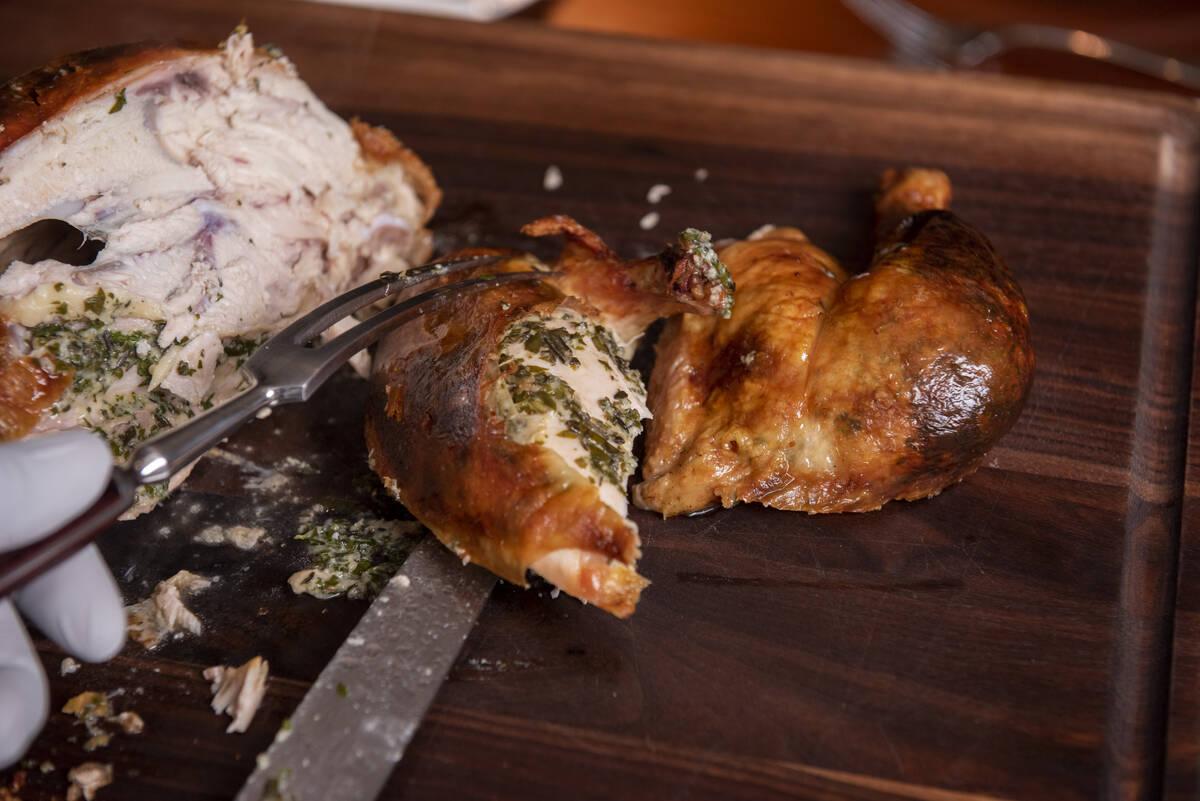 The whole roast chicken served at The Bedford by Martha Stewart inside Paris Las Vegas on Monda ...