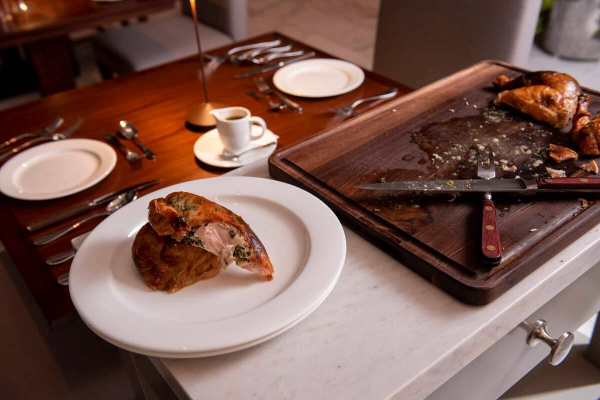The whole roast chicken served at The Bedford by Martha Stewart inside Paris Las Vegas on Monda ...
