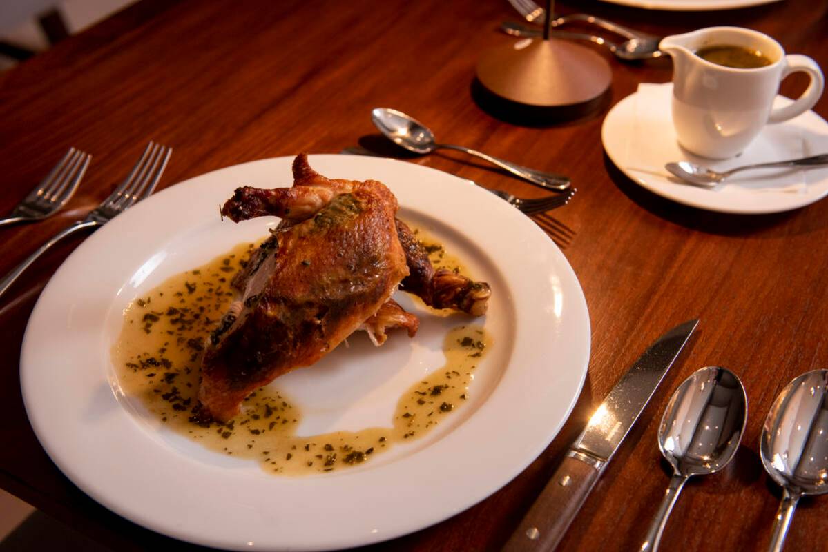 The whole roast chicken served at The Bedford by Martha Stewart inside Paris Las Vegas on Monda ...