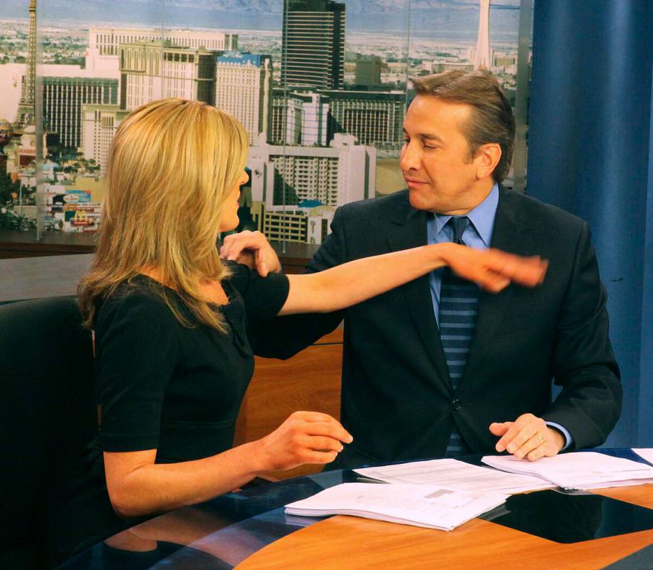 Prior to going on the air at the KSNV-TV studio, husband and wife team Kim and Dana Wagner chec ...