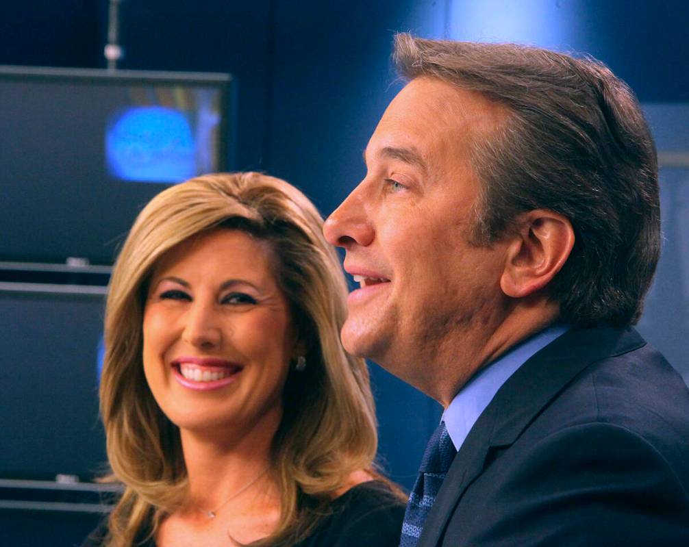 Husband and wife team Kim and Dana Wagner go on the air at the KSNV-TV studio on May 13, 2011 ( ...
