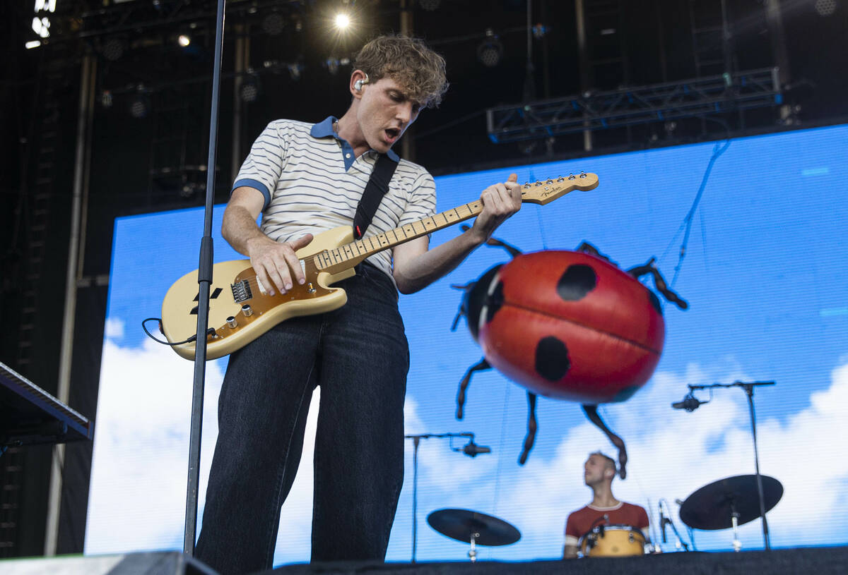 Chase Lawrence, of Coin, performs during the first day of the Life is Beautiful festival on Fri ...