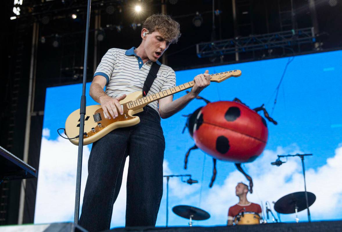 Chase Lawrence, of Coin, performs during the first day of the Life is Beautiful festival on Fri ...