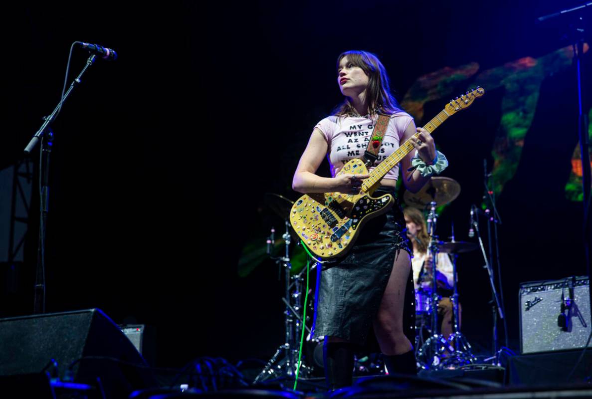 Rhian Teasdale of Wet Leg performs during the first day of the Life is Beautiful festival on Fr ...