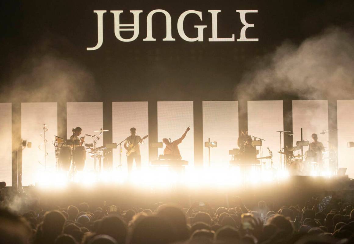 Jungle performs during the first day of the Life is Beautiful festival on Friday, Sept. 16, 202 ...