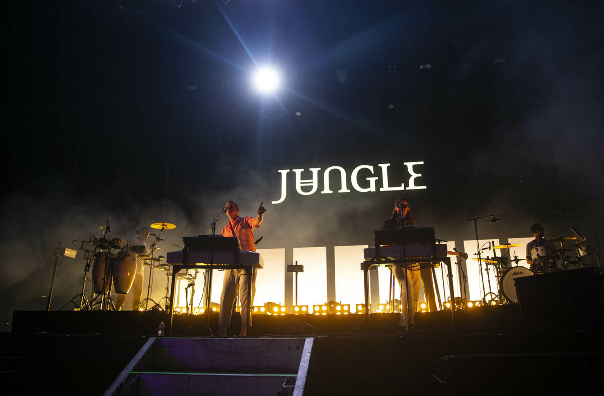 Jungle performs during the first day of the Life is Beautiful festival on Friday, Sept. 16, 202 ...