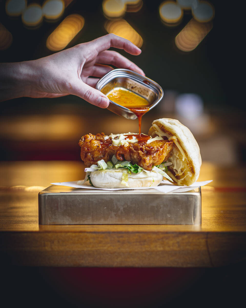 A signature Seoul chicken sandwich from Seoul Bird, a purveyor of Korean Fried chicken in Prope ...