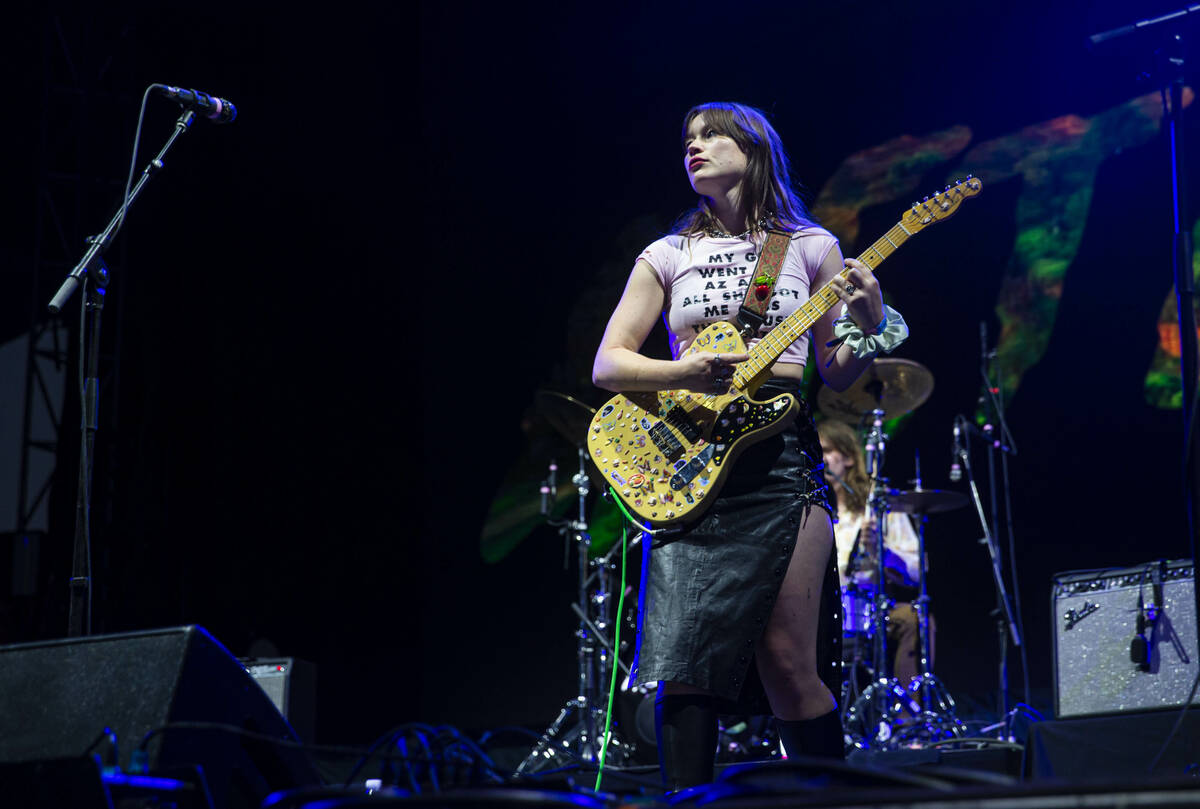 Rhian Teasdale of Wet Leg performs during the first day of the Life is Beautiful festival on Fr ...
