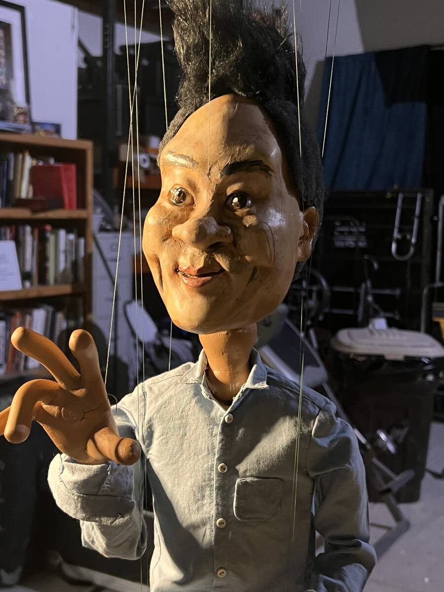 Las Vegas puppeteer Scott Land presented this marionette of the late Zappos founder Tony Hsieh ...