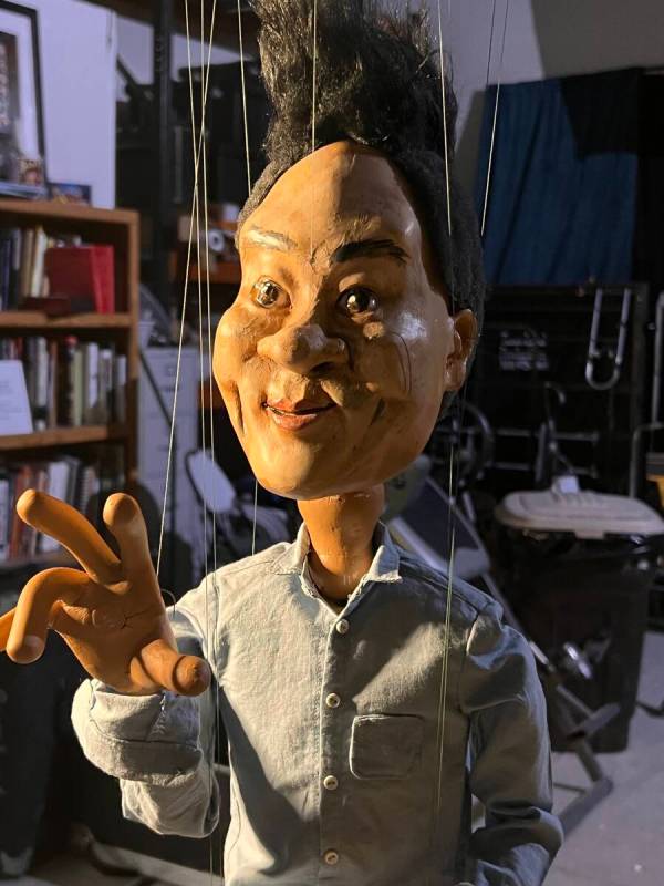 Las Vegas puppeteer Scott Land presented this marionette of the late Zappos founder Tony Hsieh ...
