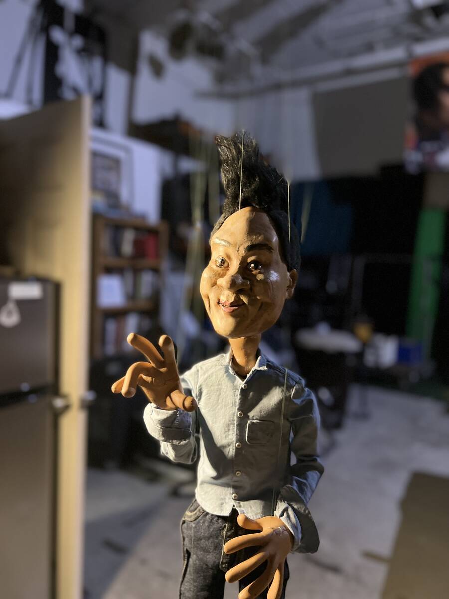 Las Vegas puppeteer Scott Land presented this marionette of the late Zappos founder Tony Hsieh ...