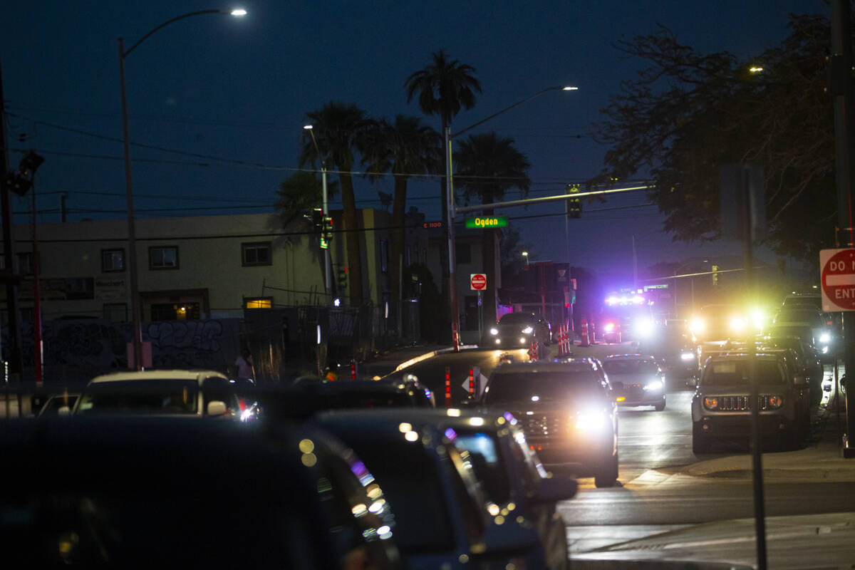 Traffic lines along Maryland Parkway outside of the Life is Beautiful festival on Saturday, Sep ...