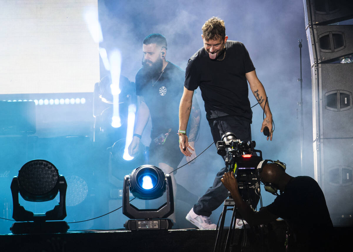 Damon Albarn of Gorillaz performs during the Life is Beautiful festival on Saturday, Sept. 17, ...