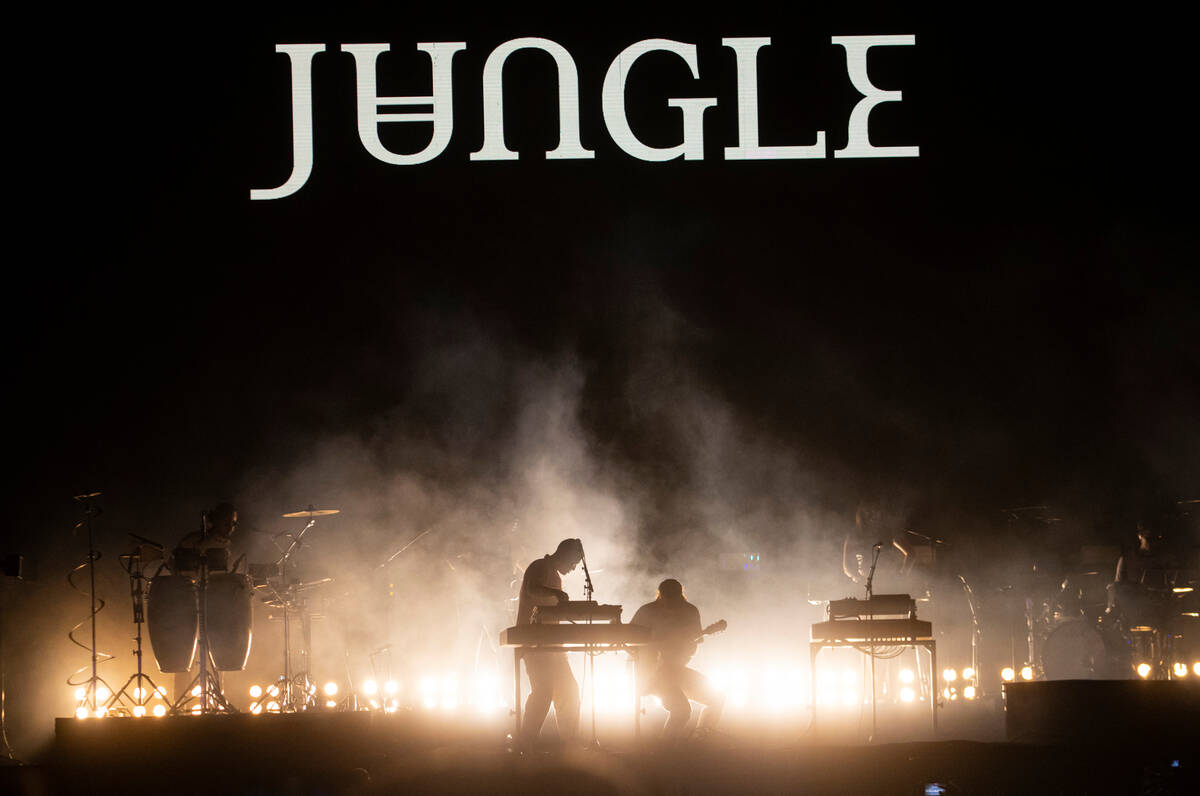 Jungle performs during the first day of the Life is Beautiful festival on Friday, Sept. 16, 202 ...
