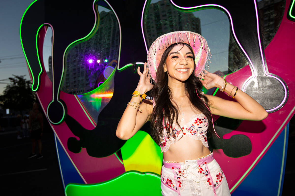 Kelly Garcia of Las Vegas poses for a portrait during the Life is Beautiful festival on Sunday, ...