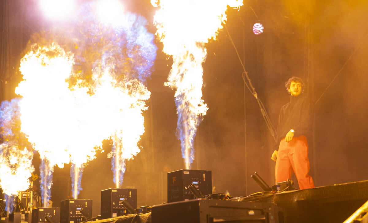 Jack Harlow performs during the Life is Beautiful festival on Sunday, Sept. 18, 2022, in downto ...