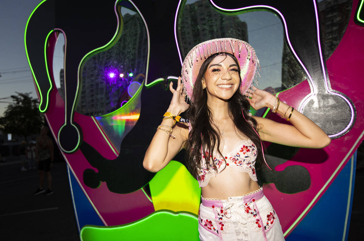 Kelly Garcia of Las Vegas poses for a portrait during the Life is Beautiful festival on Sunday, ...