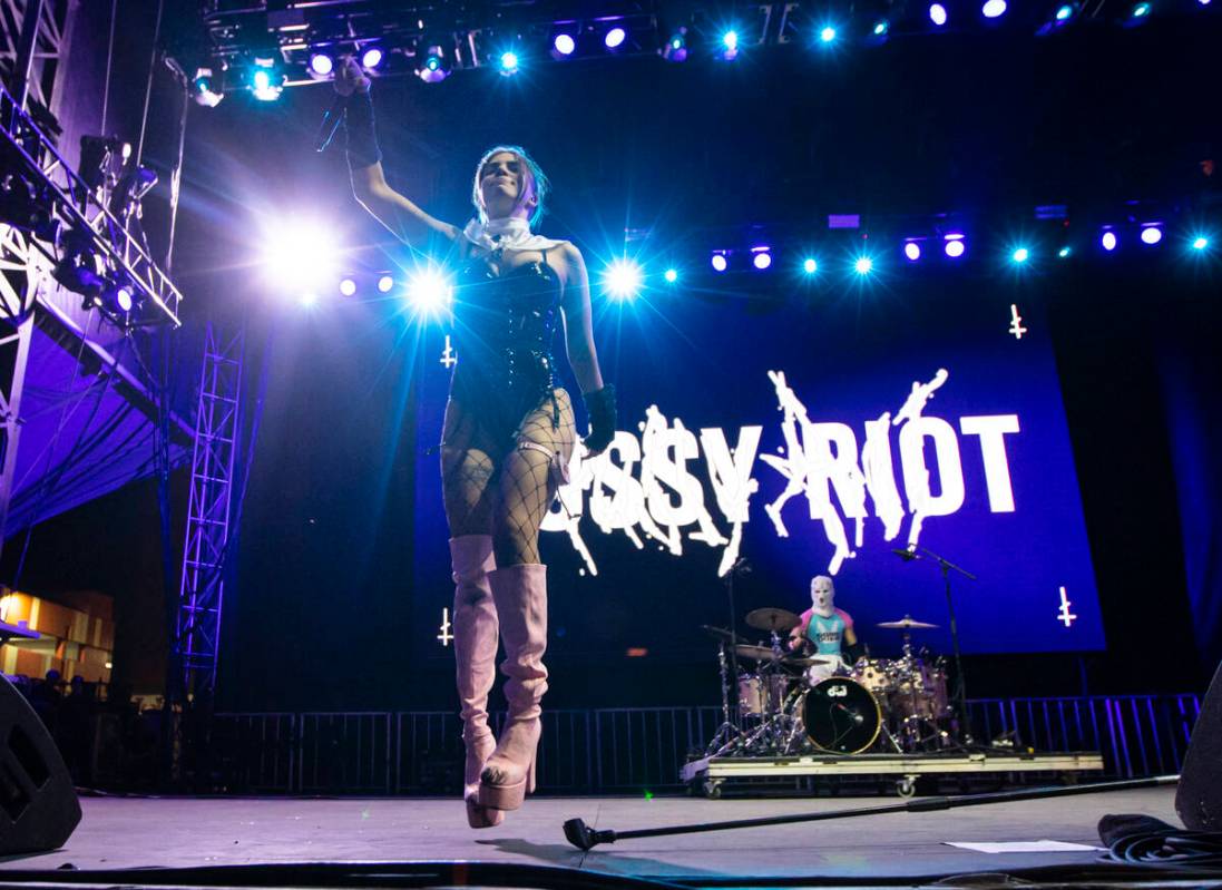Nadezhda Tolokonnikova of Pussy Riot performs during the Life is Beautiful festival on Sunday, ...