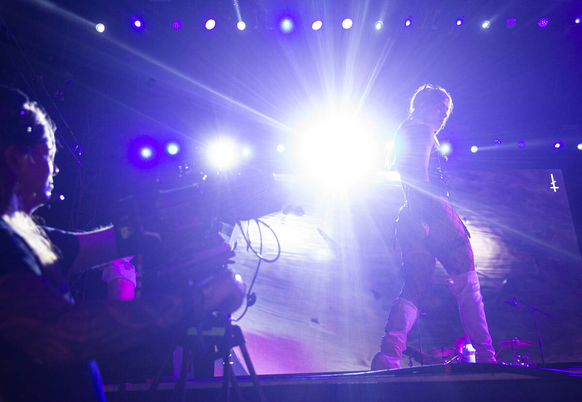 Nadezhda Tolokonnikova of Pussy Riot performs during the Life is Beautiful festival on Sunday, ...