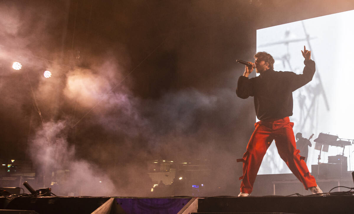 Jack Harlow performs during the Life is Beautiful festival on Sunday, Sept. 18, 2022, in downto ...