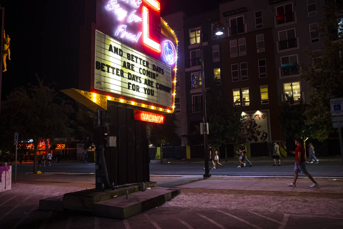 Attendees make their way towards the exits during the Life is Beautiful festival on Monday, Sep ...