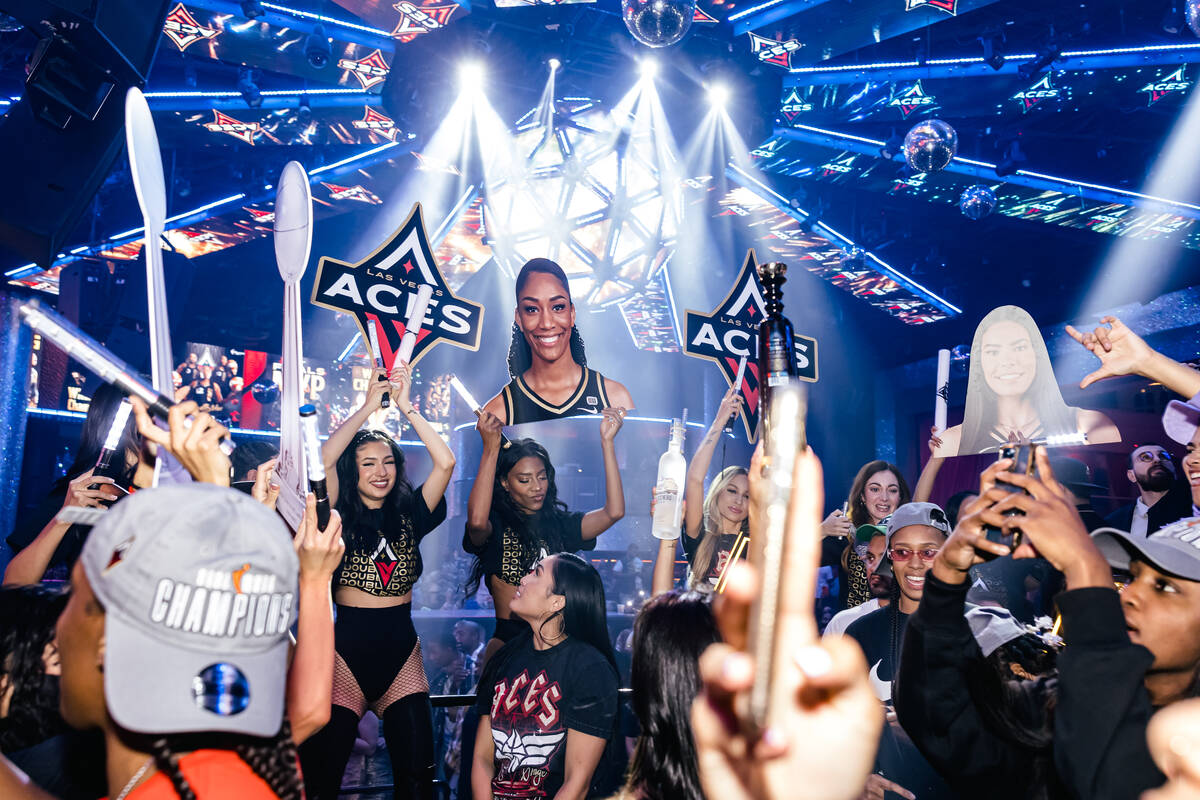 Members of the Las Vegas Aces party at Drai's Nightclub at The Cromwell after wining the WNBA c ...
