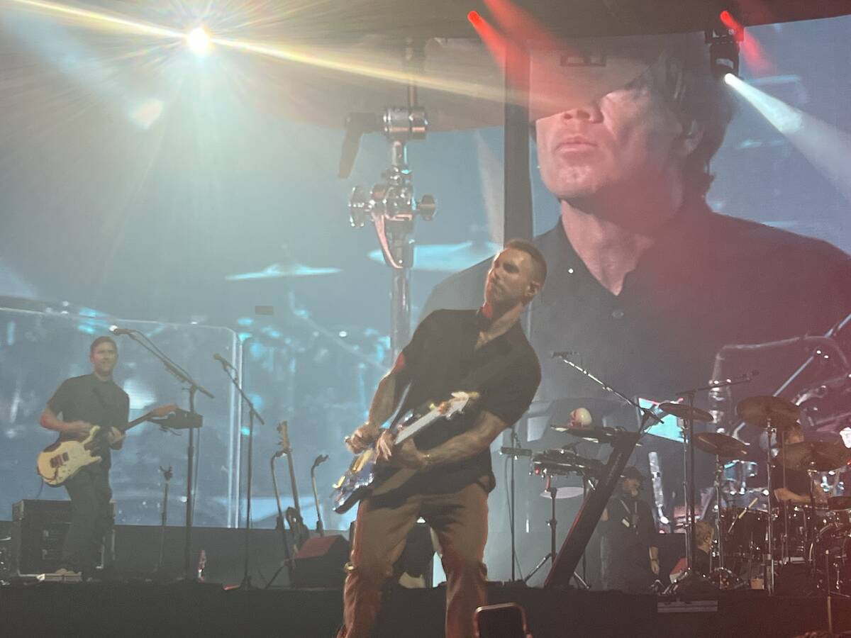 Adam Levine and Maroon 5 perform at The Event at MGM Grand Garden on Saturday, Oct. 1, 2022. Th ...