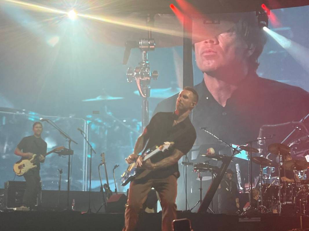 Adam Levine and Maroon 5 perform at The Event at MGM Grand Garden on Saturday, Oct. 1, 2022. Th ...