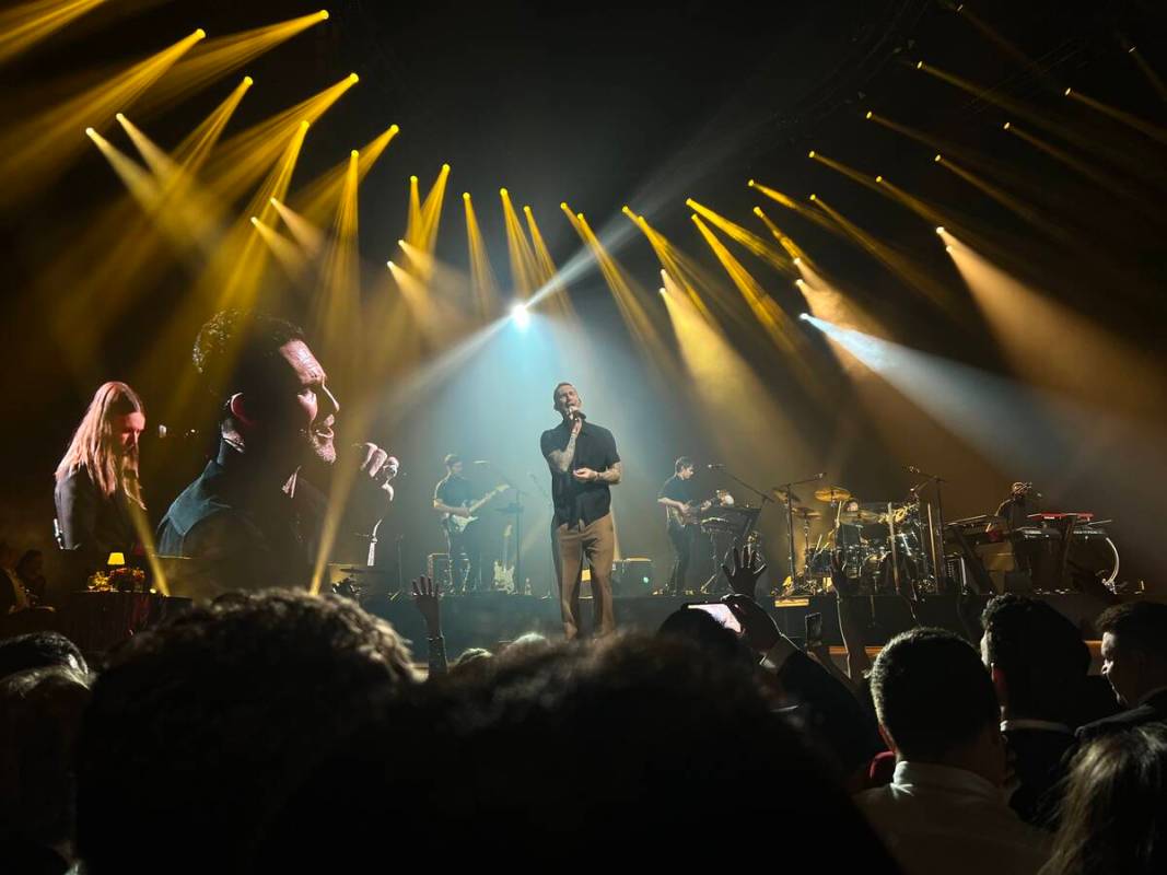 Adam Levine and Maroon 5 perform at The Event at MGM Grand Garden on Saturday, Oct. 1, 2022. Th ...