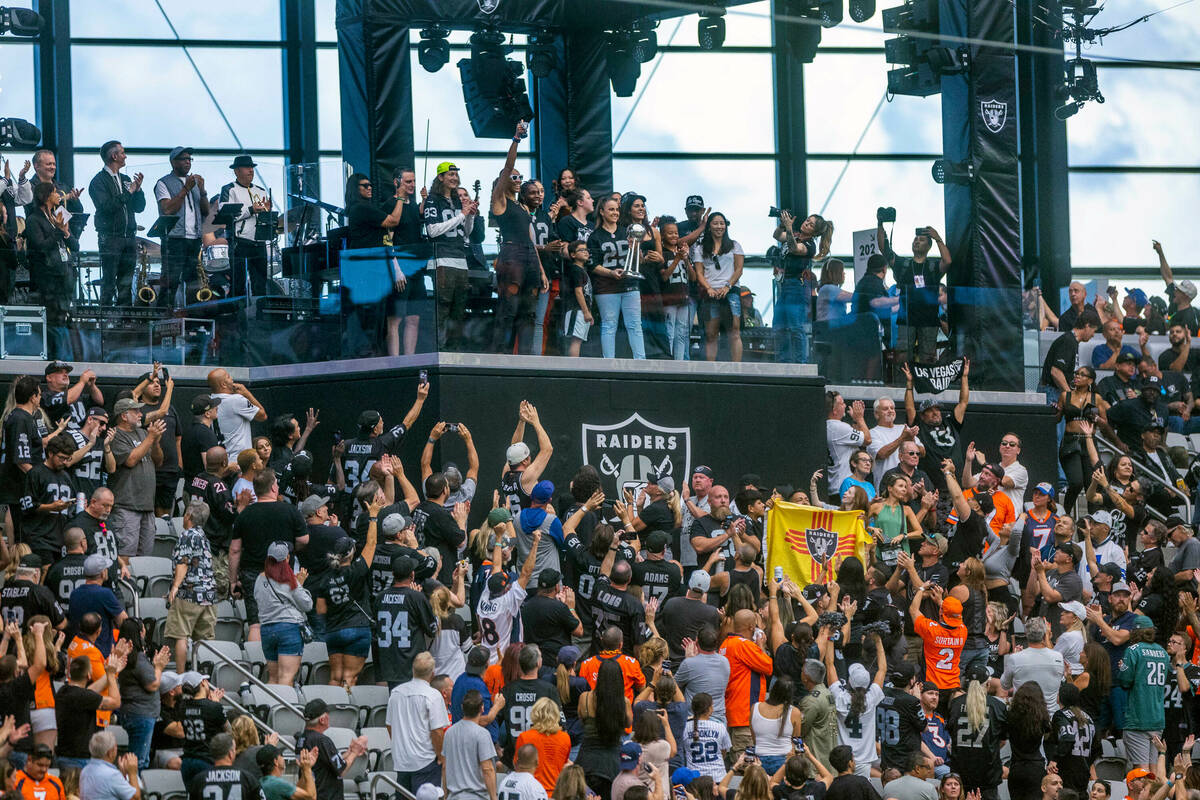 The Las Vegas Aces are celebrated and light the torch at the start of the first half of their N ...