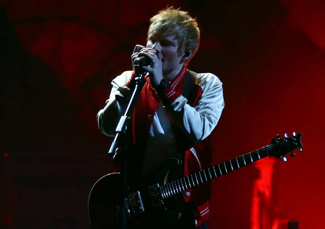 Ed Sheeran performs on stage at the Brit Awards 2022 in London Tuesday, Feb. 8, 2022. (Photo by ...
