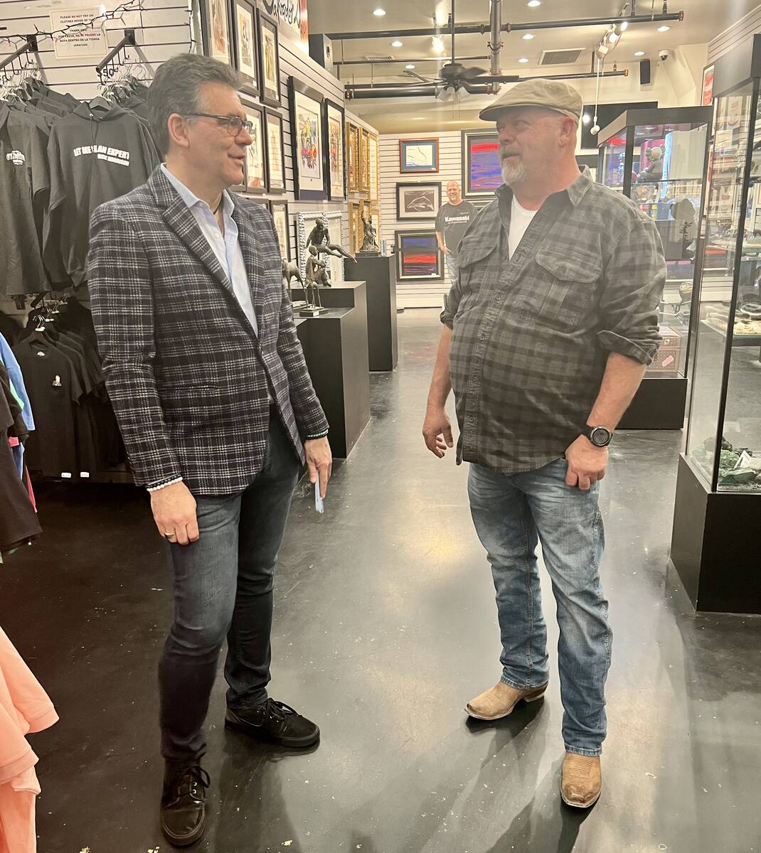 Review-Journal columnist John Katsilometes chats with Rick Harrison of "Pawn Stars" at Gold & S ...