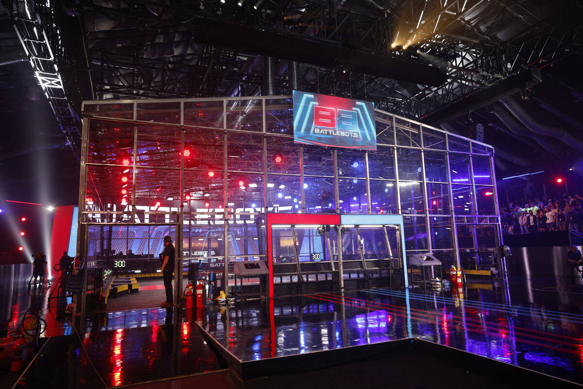 BattleBox arena is seen before BattleBots World Championship VII Session 5, Friday, Oct. 21, 20 ...