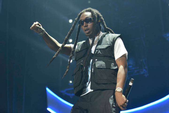 Takeoff of the group Migos performs during the 2019 BET Experience in Los Angeles on June 22, ...