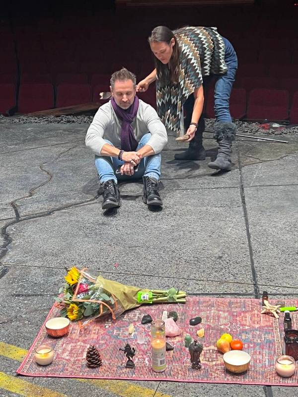 Las Vegas shaman Jen Heartfire performs a smudging ritual with "Bat Out of Hell -- The Musical" ...