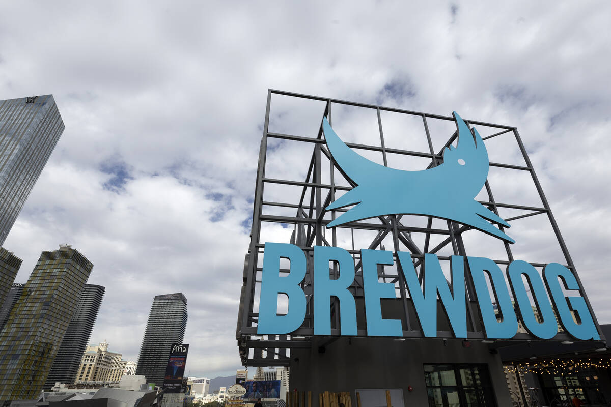 The new BrewDog sign atop Showcase Mall will be part of the Las Vegas Strip skyline on Friday, ...