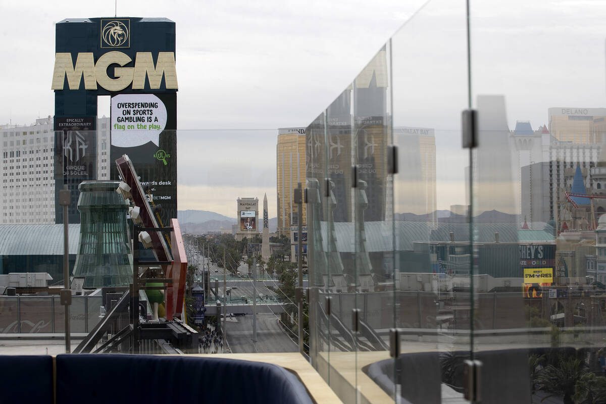 The view of the Las Vegas Strip from the rooftop at the new BrewDog atop Showcase Mall on Frida ...