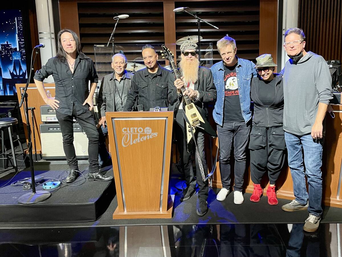Guitar legend Billy F. Gibbons is shown with "Jimmy Kimmel Live!" house band Cleto and the Clet ...