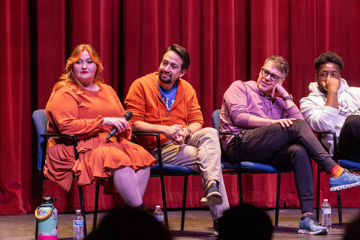 Members of the "Freestyle Love Supreme" cast, with Lin-Manuel Miranda, second from left, appear ...