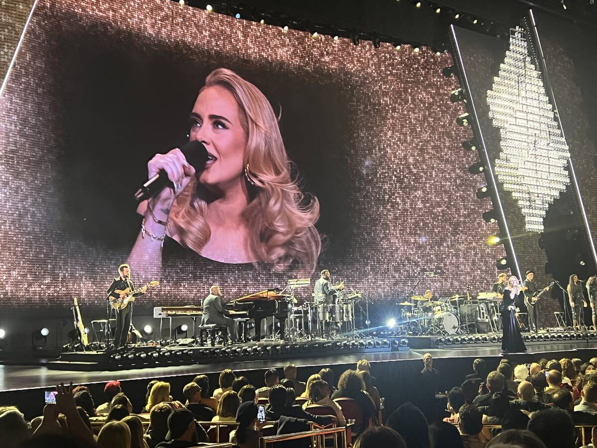 Adele is shown on opening night of "Weekends With Adele" at the Colosseum at Caesars Palace on ...