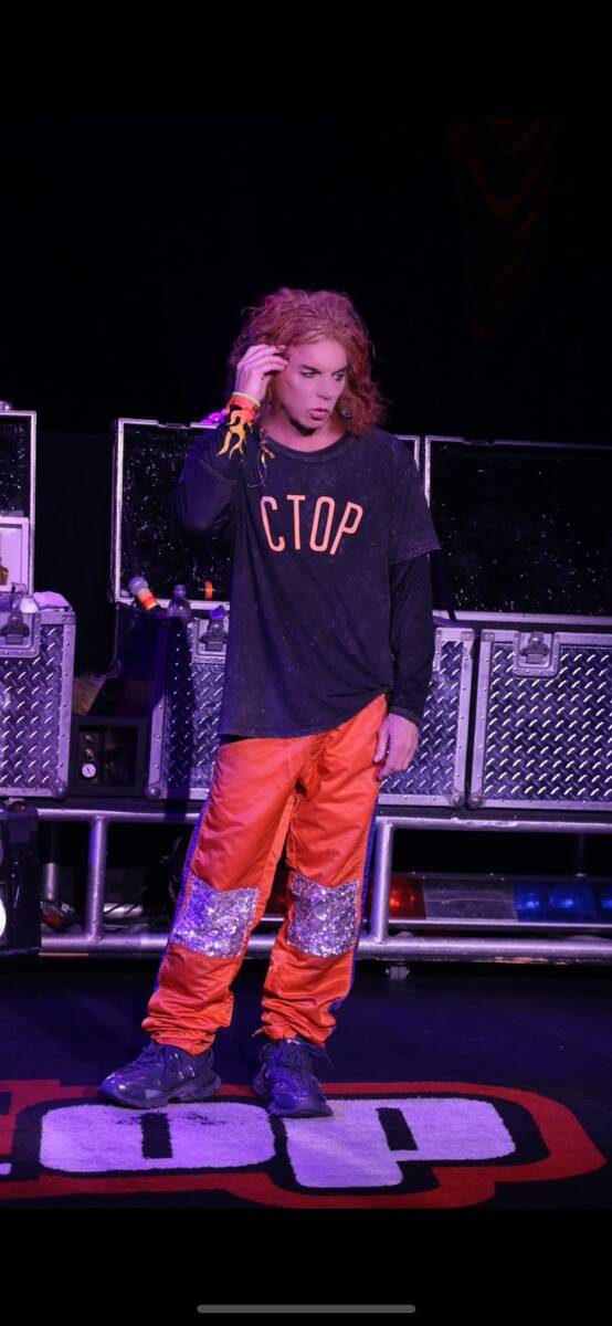 Carrot Top is shown with the Sting questioned at Luxor on Thursday, June 3, 2022. (Carrot Top)