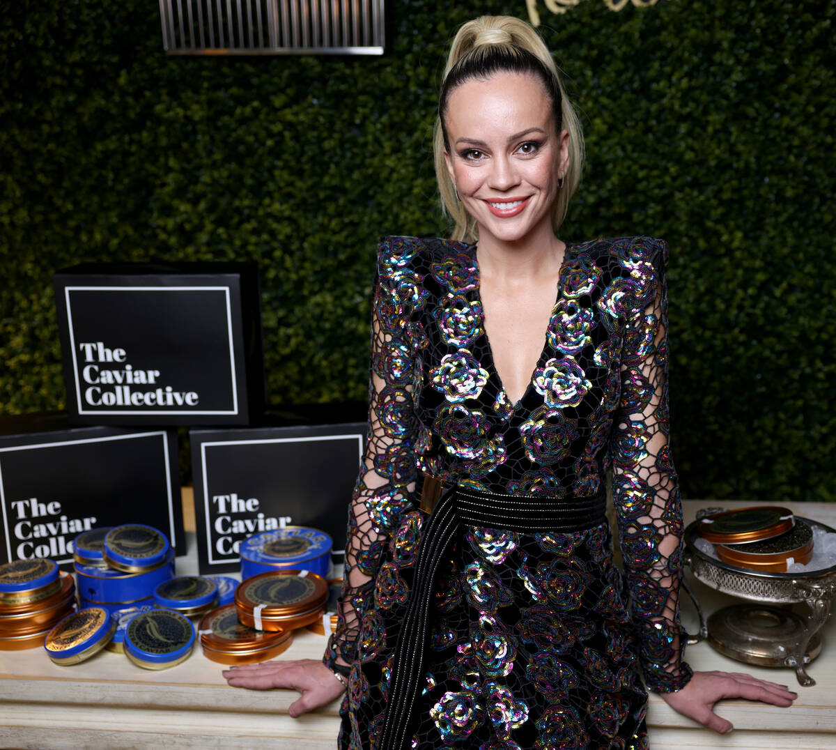 Nina Manchev, chef and owner of Forte Tapas and The Caviar Collective, with caviar at her Las V ...